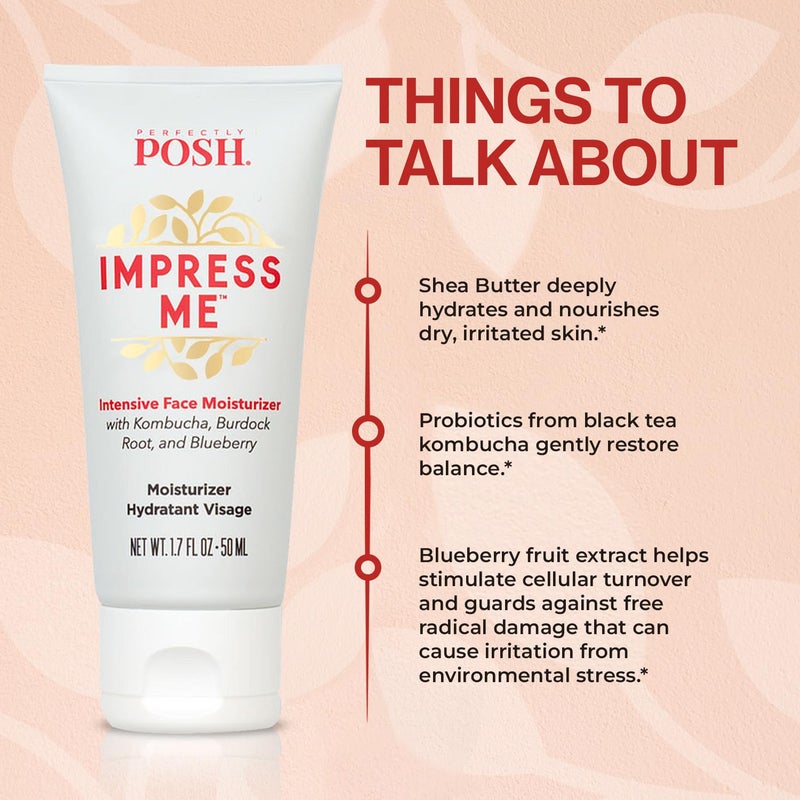 Perfectly Posh - IMPRESS ME Intensive Face Moisturizer with Kombucha, Burdock Root, & Blueberry - Hydrating and Nourishing Formula - 1.7fl oz - Image 3