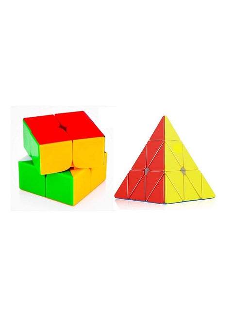 Mayatra Cube Combos Cube Combo of 2x2 and Pyraminx Pyramid Triangle High Speed Stickerless Magic Puzzle Cube