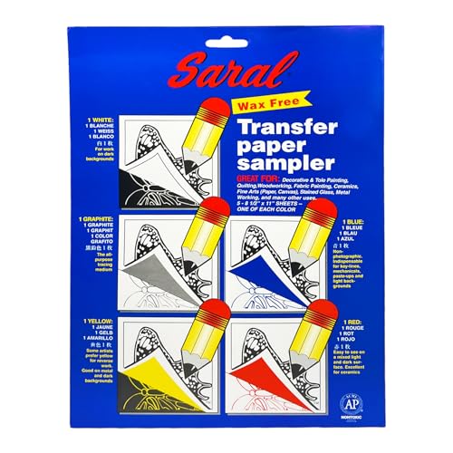 Saral Paper Corp Wax Free Transfer Tracking Paper Sampler Pack - One 8.5 Inches x 11 Inches Sheet for Each Color (Red, Blue, Yellow, White, Graphite) - Image 5