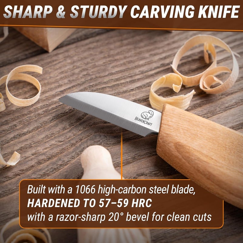 BeaverCraft Whittling Kit for Beginners, Wood Carving Kit for Beginners - Wood Carving Tools Woodworking Kit for Adults and Teens - Whittling Knife Kit with Wood Blocks - Wood Carving Set DIY03 Wizard - Image 3