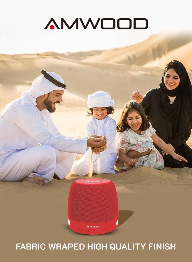 اموود مكبر صوت بلوتوث اموود مع شحن لاسلكي، مخرج 15 واط، بطارية قابلة للشحن، احمر - Image 2