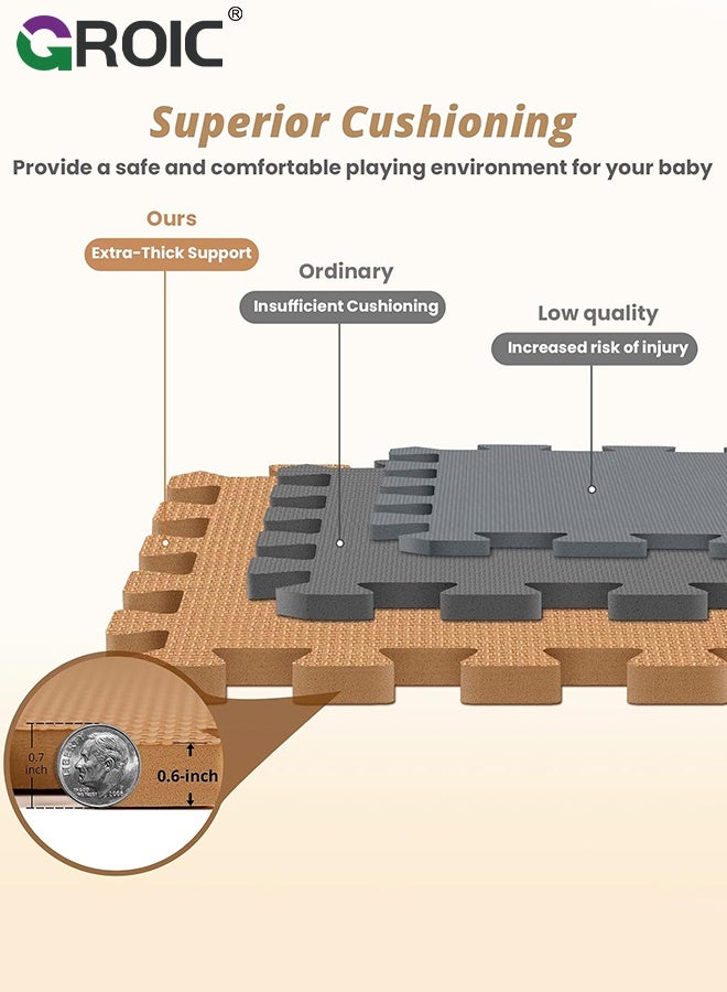 GROIC Foam Puzzle Mat，Foam Floor Tiles 12 Pieces Interlocking Floor Mats Interlocking Foam Tiles Multi-Purpose Foam Play Mat,Foam Mats for Floor,Kids Playmat(30*30cm) - Image 4