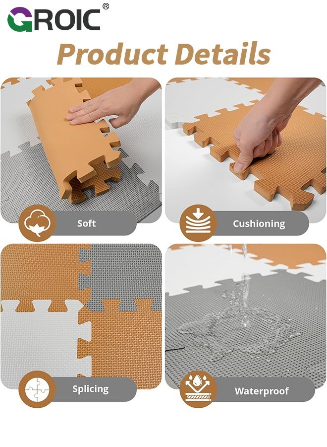 GROIC Foam Puzzle Mat，Foam Floor Tiles 12 Pieces Interlocking Floor Mats Interlocking Foam Tiles Multi-Purpose Foam Play Mat,Foam Mats for Floor,Kids Playmat(30*30cm) - Image 5