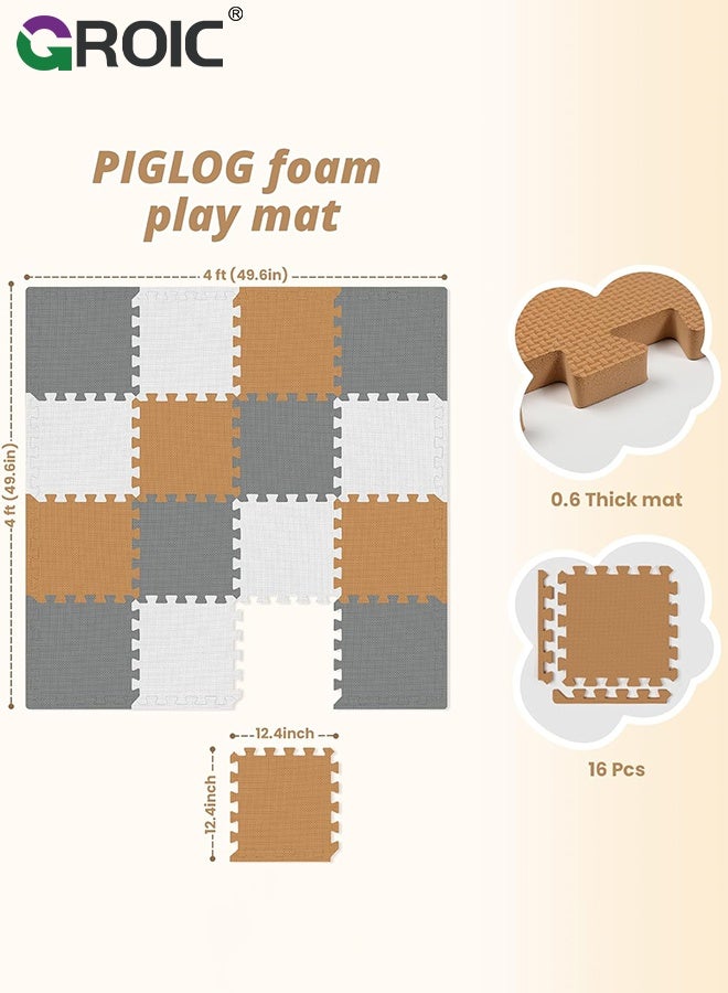 GROIC Foam Puzzle Mat，Foam Floor Tiles 12 Pieces Interlocking Floor Mats Interlocking Foam Tiles Multi-Purpose Foam Play Mat,Foam Mats for Floor,Kids Playmat(30*30cm) - Image 3