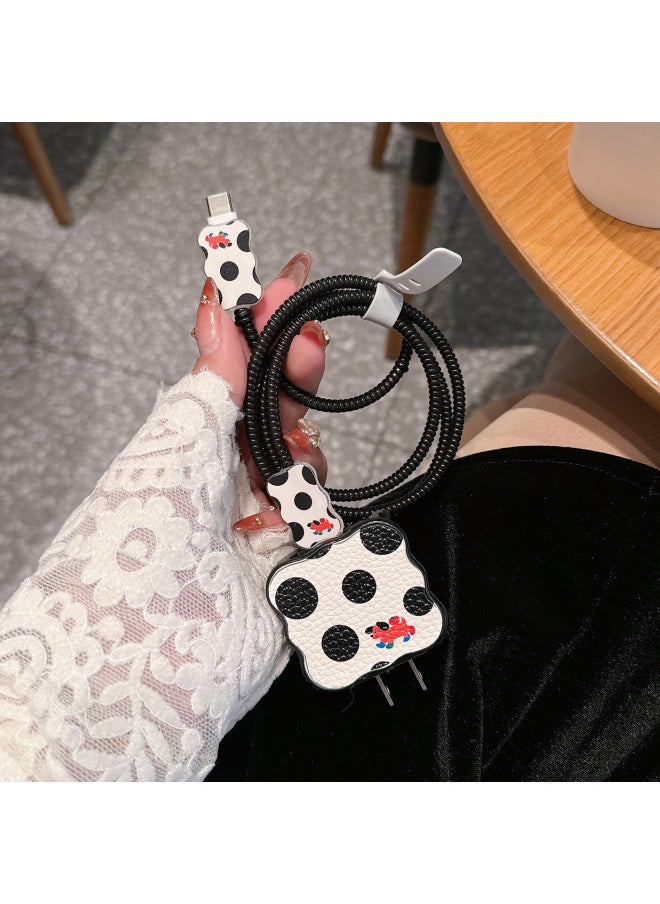 Generic - Data Cable Protective Cover For 20w Fast Charging For Iphone 16 Charger For Iphone15 14promax Female 12 Shell 11-Color:Off-white Multiple Puppies [4-piece Set]-Applicable Models:18W/20W - Image 1