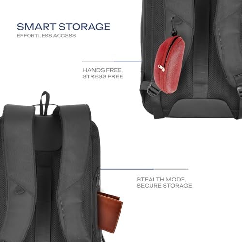 Safari SELECT 19L SAGE Formal Backpack, 17 Inch Laptop Pocket, Premium Fabric, Dedicated Tech Compartment, Water Resistant, USB Charging, Laptop & Tablet Bag, Backpack for Men & Women, Black - Image 4