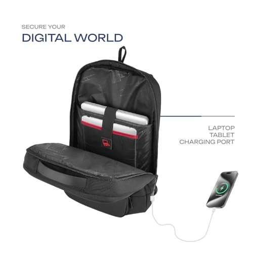 Safari SELECT 19L SAGE Formal Backpack, 17 Inch Laptop Pocket, Premium Fabric, Dedicated Tech Compartment, Water Resistant, USB Charging, Laptop & Tablet Bag, Backpack for Men & Women, Black - Image 3