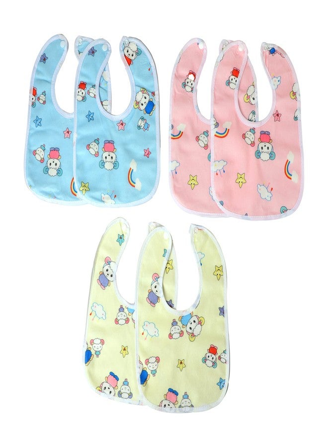 Da Anushi Baby Feeding Button Bibs Apron Cute Overall Printed with Tich Button Soft Cotton Fabric with PVC on Back Quick Absorption & Fast Drying Cotton Bibs for Babies/Newborns/Infants (Pack of 3) - Image 2