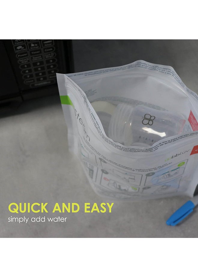 bbluv Steäm - 20x Reusable Microwave Quick-Steam Sterilizer Bags | 6 Pieces | BPA-Free, Sanitizes Bottles, Teats & Pacifiers in Minutes, Travel-Friendly, Safe & Easy Baby Sterilization  - Image 3