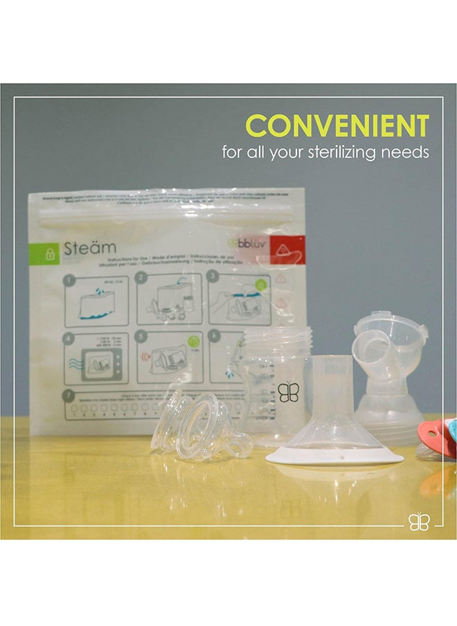 bbluv Steäm - 20x Reusable Microwave Quick-Steam Sterilizer Bags | 6 Pieces | BPA-Free, Sanitizes Bottles, Teats & Pacifiers in Minutes, Travel-Friendly, Safe & Easy Baby Sterilization  - Image 2
