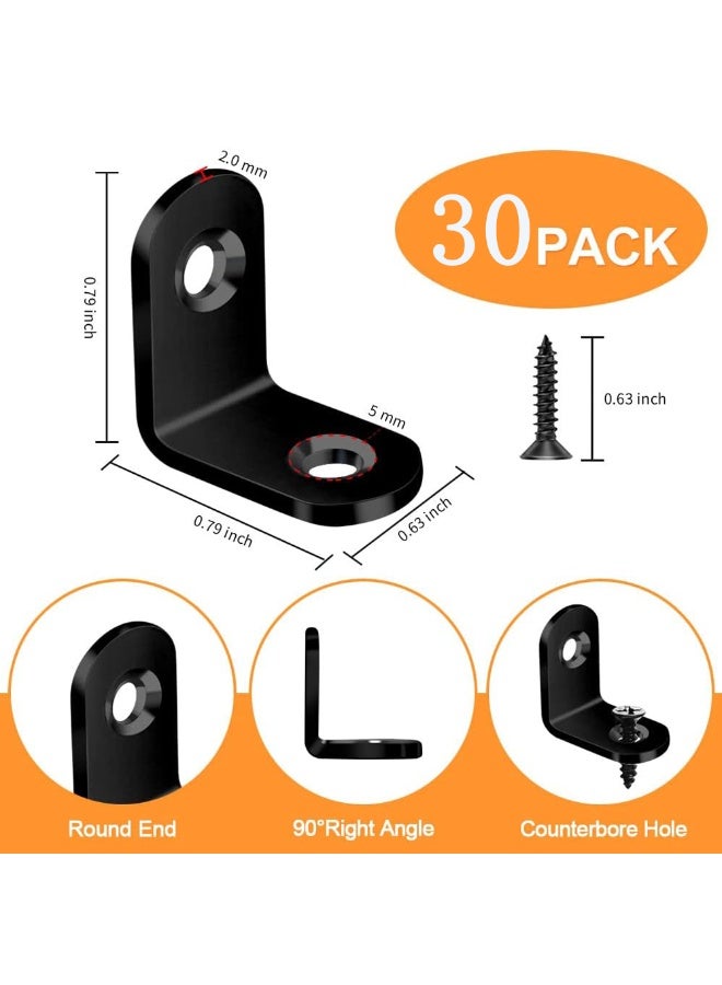 30Pcs L Bracket Corner Brace Set, Metal Angle Bracket for Shelves Furniture  - Image 2