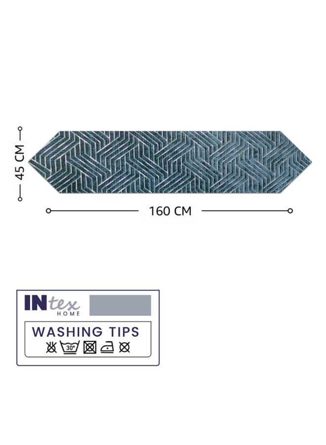 Intex Curtains House Nadia's design velvet linen rectangle Table Runner - heavy duty velvet fabric - suitable for reciption , living rooms and special ocassions - unique geometrical design  "V" shape end - set of one piece - Image 4