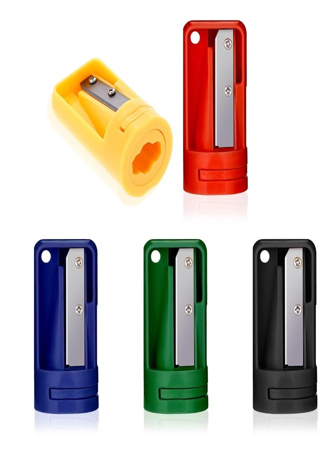 Sliverdew 5 Pack Carpenter Pencil Sharpener, Colourful Manual Woodwork Pencil Cutter, Portable Travel Pencils Sharpening Tool, Manual Construction Pencils Sharpener for Woodworking, 5 Colors - Image 1