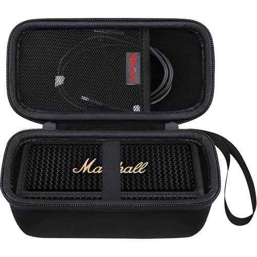 Elonbo Carrying Case ​for Marshall Emberton II/III Portable Bluetooth Speaker, Marshall Emberton Speaker Hard Travel Bag Storage Holder, Mesh Pocket Fits Charger, Black - Image 1