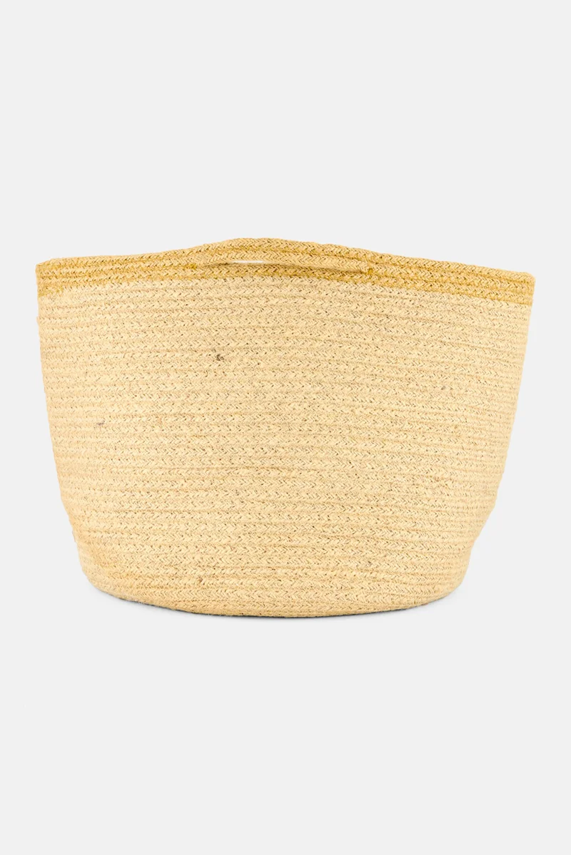 Muy Mucho Round Cotton Basket With Handle 28 x 25 Cm, Beige