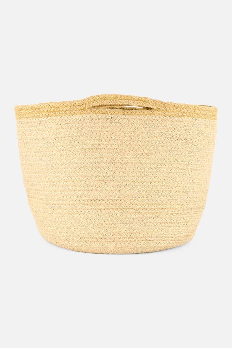 Muy Mucho Round Cotton Basket With Handle 28 x 25 Cm, Beige