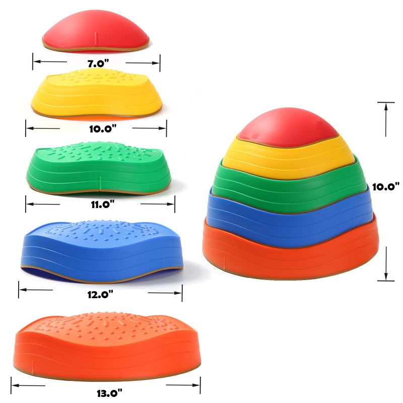Fanboxk 5Pcs Non-Slip Plastic Balance Stepping Stones for kids,up to 220 Ibs for Pomoting Children's Coordination Skills Obstacle Courses Sensory Toys for Toddlers,Indoor or Outdoor Play - Image 2