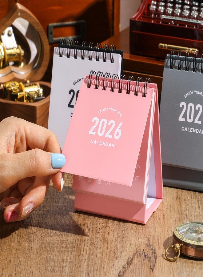 Stiamvd Mini Desk Calendar 2026-2027 - Jan 2026 to June 2027 Small Desktop Calendar Mini Daily Schedule Thick Paper Twin-Wire Binding with Stickers for Home Office School (Mini Pink) - Image 5