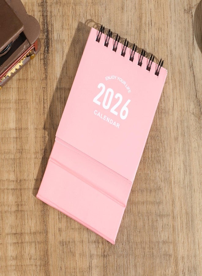 Stiamvd Mini Desk Calendar 2026-2027 - Jan 2026 to June 2027 Small Desktop Calendar Mini Daily Schedule Thick Paper Twin-Wire Binding with Stickers for Home Office School (Mini Pink) - Image 4