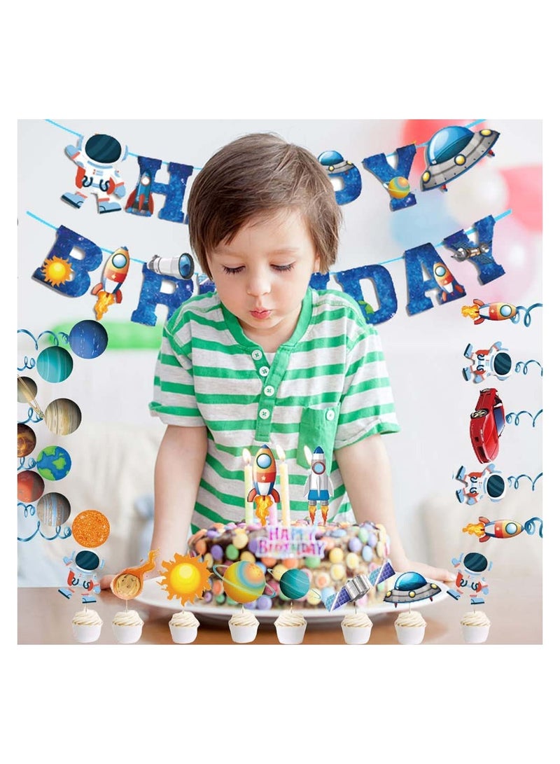 SYOSI Outer Space Birthday Party Decoration Set Balloons Banner Supplies Astronaut Space Ship for Boys Men Kids Happy Birthday Balloons for Party Decor Suit for Baby Kids Boys Birthday Party Decorations - Image 5