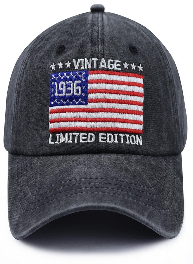 Wsaztulp 90th Birthday Decorations for Women Men, Vintage 1936 Baseball Cap, Limited Edition 90th Hat, Christmas Retired Birthday Gift for Dad Mom Grandparent Black - Image 1