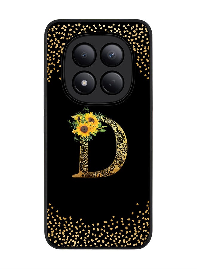 For Xiaomi Redmi Note 15 Pro 4G Case,Slim fit Camera Protection, Shockproof Thin Phone cover  - Custom Floral Monogram - D ( Black )