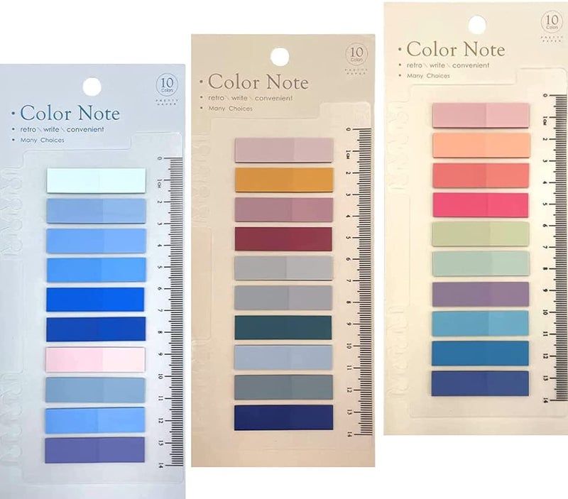 WebWares Sticky Tabs Sticky Index Tabs for Annotating Books Page Markers Transparent Sticky Notes Colorful Morandi Sticky Book Tabs (3 Packs | 600 Pcs Notes) - Image 1
