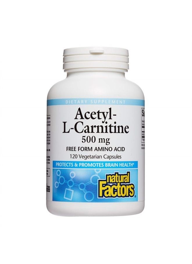 natural Factors - , Acetyl L-Carnitine 500 mg, Promotes a Healthy Memory, Concentration and Brain Function, 120 capsules (60 servings) - Image 1