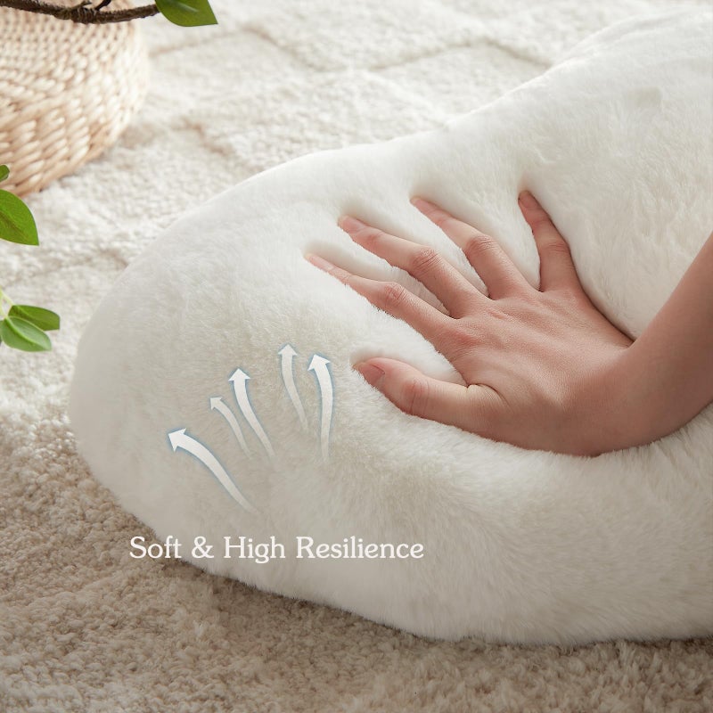 EastTree Heart Pillows  White Heart Shaped Pillows  Love Throw Pillows Gifts  Ultra Faux Rabbit Fur Soft Small Cute Fluffy Pillows  Women Girls Kid Living Room Decor 10x13 Inch - Image 5