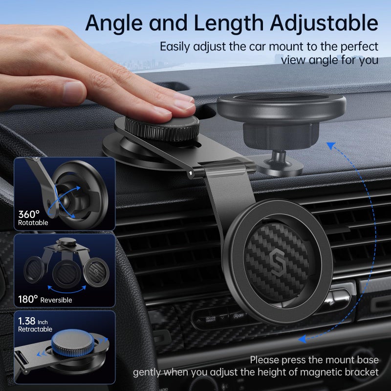 SYNCWIRE Fits MagSafe Car Mount for Universal Dashboard,Tesla Screen,Magnetic Phone Holder for Car, Foldable Aluminum Alloy Arm, Super Stable Car Mount for iPhone 17 Pro Max 16 15 14 13 12&All Phones - Image 5