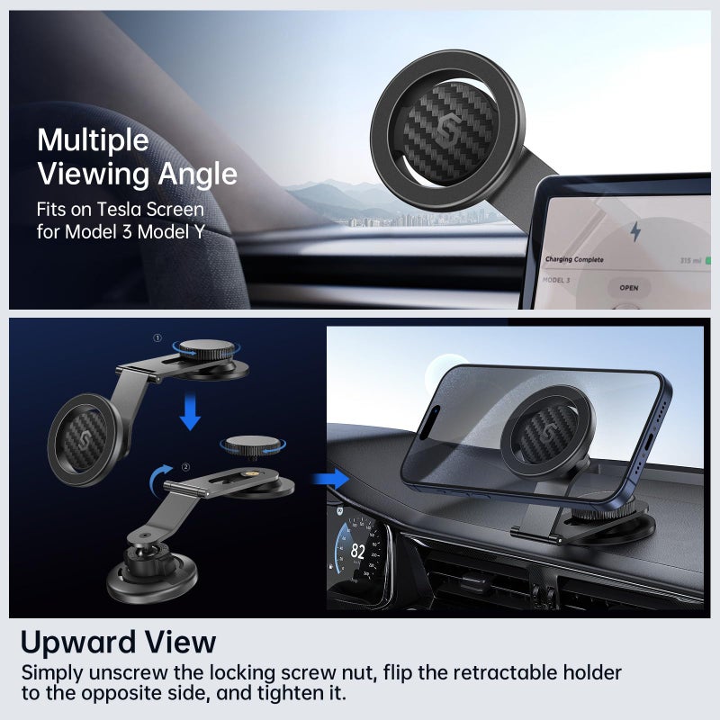 SYNCWIRE Fits MagSafe Car Mount for Universal Dashboard,Tesla Screen,Magnetic Phone Holder for Car, Foldable Aluminum Alloy Arm, Super Stable Car Mount for iPhone 17 Pro Max 16 15 14 13 12&All Phones - Image 4