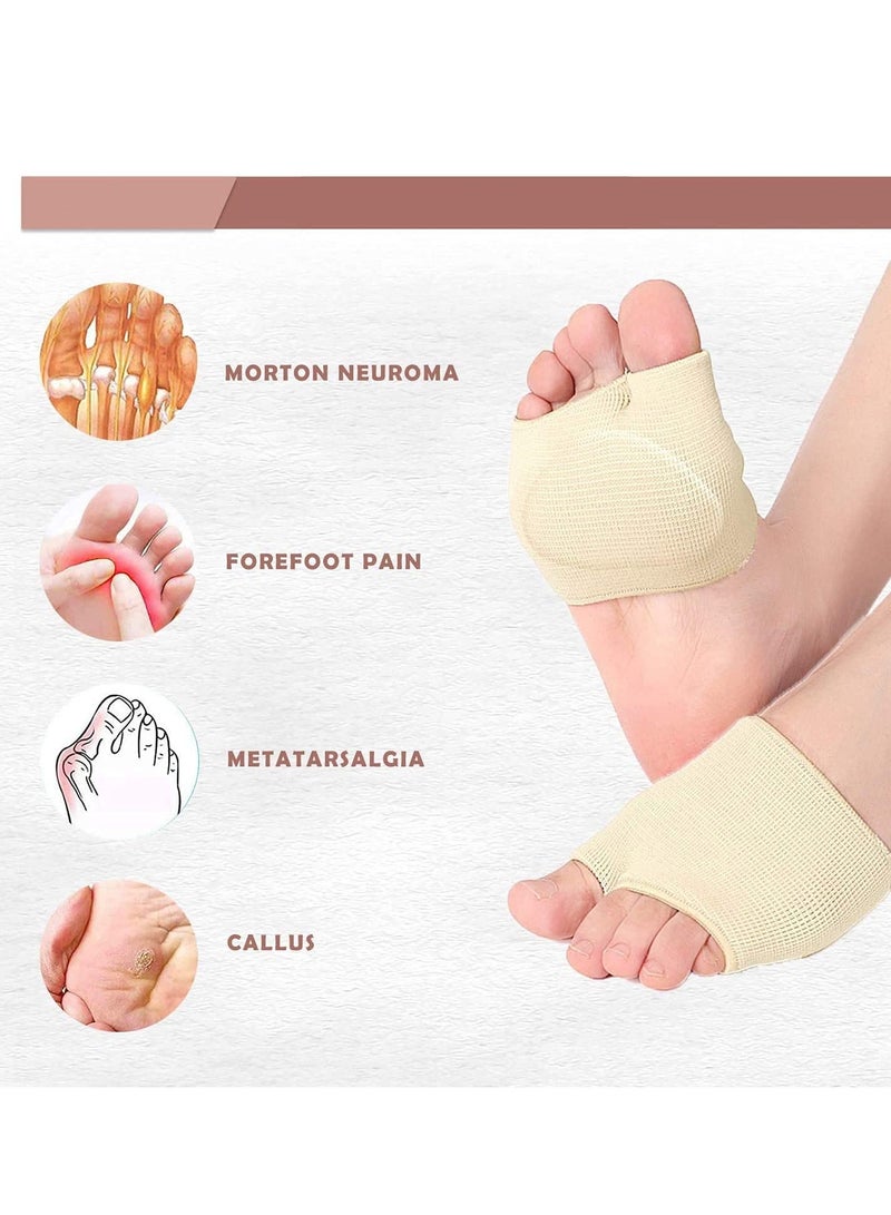 Metatarsal Pads Ball of Foot Cushions Metatarsal Foot Pads for Pain Relief, Gel Pads Cushion for Metatarsalgia Neuroma Fabric Metatarsal Sleeve Pads for Women/Men, Beige(1 Pair) - Image 3
