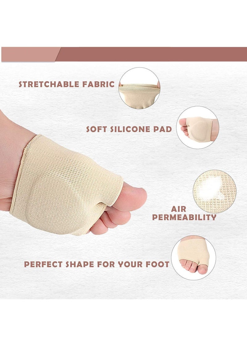 Metatarsal Pads Ball of Foot Cushions Metatarsal Foot Pads for Pain Relief, Gel Pads Cushion for Metatarsalgia Neuroma Fabric Metatarsal Sleeve Pads for Women/Men, Beige(1 Pair) - Image 4