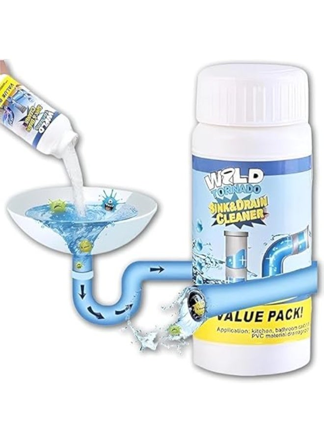 WILD TORNADO Sink & Drain Cleaner, Powerful Pipe Unblocker for Kitchen, Bathroom, PVC Pipes - Image 1