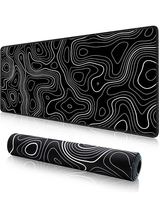 Generic - Large Mouse Pad Extended Gaming Mouse Pad Non-Slip Rubber Base Mouse pad Office Desk Mat Desk Pad Smooth Cloth Surface Keyboard Mouse Pads for Computers (800 * 300 * 3mm）Black - Image 1