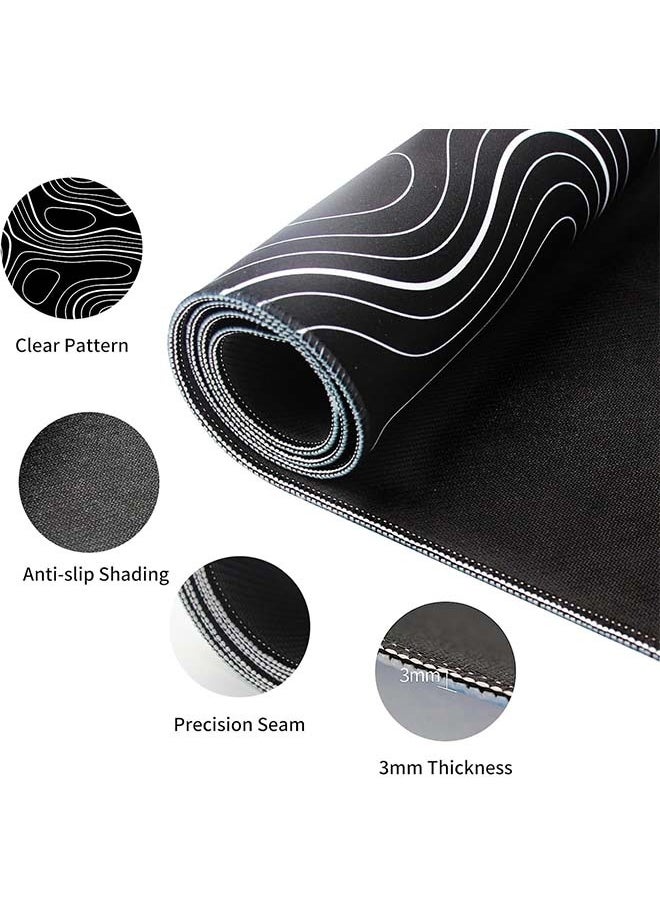 Generic - Large Mouse Pad Extended Gaming Mouse Pad Non-Slip Rubber Base Mouse pad Office Desk Mat Desk Pad Smooth Cloth Surface Keyboard Mouse Pads for Computers (800 * 300 * 3mm）Black - Image 1
