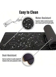 Generic Large Mouse Pad Extended Gaming Mouse Pad Non-Slip Rubber Base Mouse pad Office Desk Mat Desk Pad Smooth Cloth Surface Keyboard Mouse Pads for Computers (800 * 300 * 3mm）Black  - Image 3