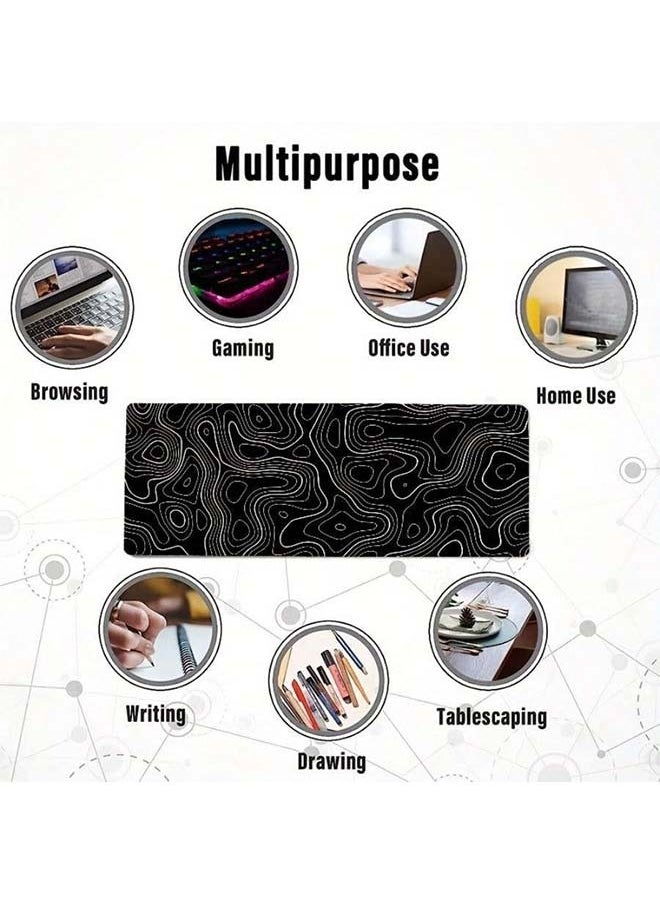 Generic - Large Mouse Pad Extended Gaming Mouse Pad Non-Slip Rubber Base Mouse pad Office Desk Mat Desk Pad Smooth Cloth Surface Keyboard Mouse Pads for Computers (800 * 300 * 3mm）Black - Image 1