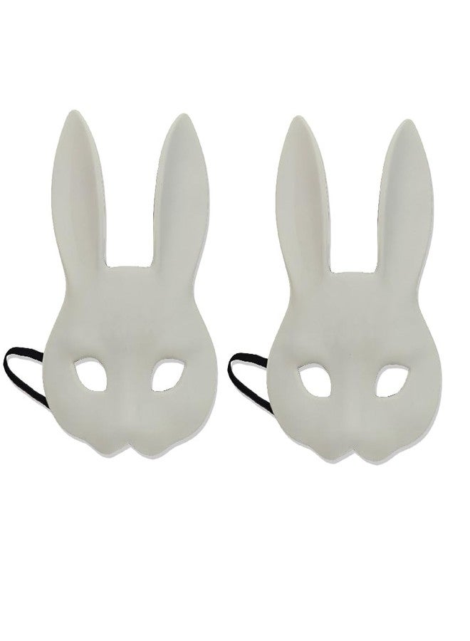 Anbaby 2 Pcs White DIY Bunny Mask Perfect for Costume Party or Festive Events Accessory - Image 1