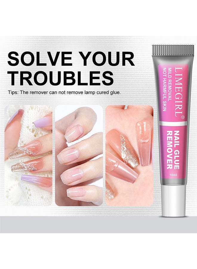LIMEGIRL Nail Glue Remover, Nail Glue Remover for Press ons, Multi-Functional Glue Remover for Fake Nail Tips, Non-Acetone & Safe & Fast Removal for Quick Dry Nail Polish Nail Glue 10ml - Image 3