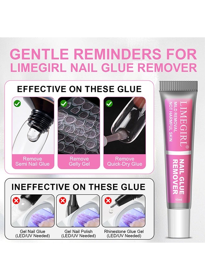 LIMEGIRL Nail Glue Remover, Nail Glue Remover for Press ons, Multi-Functional Glue Remover for Fake Nail Tips, Non-Acetone & Safe & Fast Removal for Quick Dry Nail Polish Nail Glue 10ml - Image 4