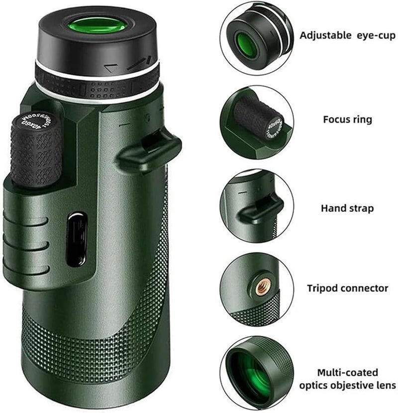 منظار جرين بي 80x100 تلسكوب عالي الدقة محمول قابل للتكبير للصيد والتخييم ومشاهدة الطيور - Image 5