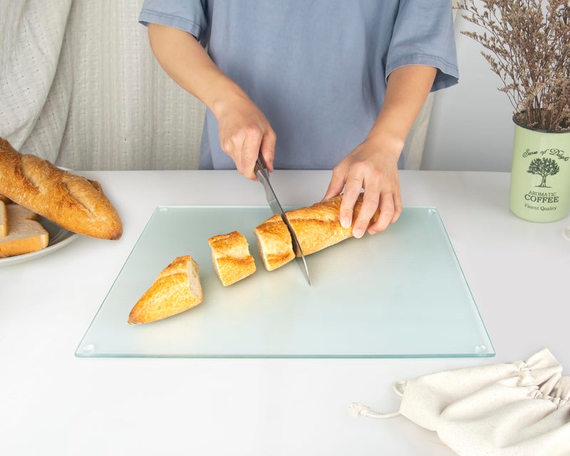 Kitchenville Glass Cutting Board 16"x12": Tempered Glass Kitchen Counter Protector - Durable- Scratch-Resistant, Heat-Proof - Design 6 - Woven Textured Design - Image 3