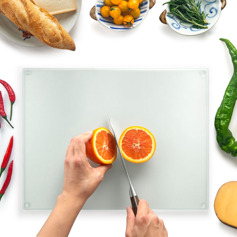 Kitchenville Glass Cutting Board 16"x12": Tempered Glass Kitchen Counter Protector - Durable- Scratch-Resistant, Heat-Proof - Design 6 - Woven Textured Design - Image 1