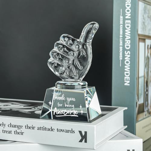 LONGWIN Employee Appreciation Gifts Crystal Awards with Thumbs Up, Thank You for Being Awesome Gifts for Staff, Coworkers Teacher Christmas Birthday - Image 2