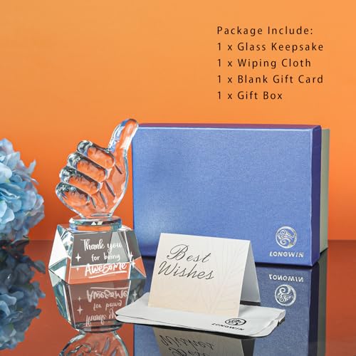 LONGWIN Employee Appreciation Gifts Crystal Awards with Thumbs Up, Thank You for Being Awesome Gifts for Staff, Coworkers Teacher Christmas Birthday - Image 5