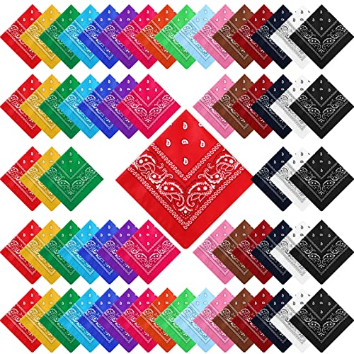 Handepo 100 Pack Bandanas Unisex Paisley Bandanas Bulk Multi Purpose Cowboy Head Wrap Necktie Face Cover Party Supplies, 21.26 inches (Stylish, Multicolor) - Image 1
