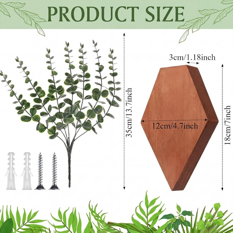 Chunful 2 Pcs Wooden Wall Planter Decor Hanging Fake Plants Greenery Flowers Holder Vase Boxes for Wall Bohemian Farmhouse Room Kitchen Office Indoor Decoration(Walnut Color,7.1 x 4.7 x 1.2 Inches) - Image 2