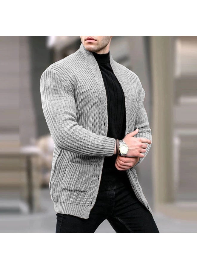 NIBEMINENT Men Casual Knitting Cardigan Autumn Winter Sweater Coats Solid Long Sleeve Male Jacket Daily Style Pocket Streetwear Tracksuits - Image 1