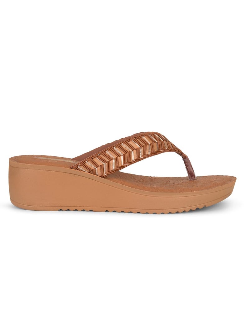 Bata Women's Wedge Heel Sandal - TAN (8 UK) (6713789) - Image 2